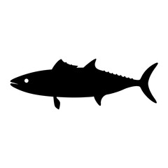 king mackerel vector silhouette icon - ideal for fishing logos, seafood icons, and aquatic-themed graphics.