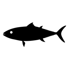 king mackerel vector silhouette icon - ideal for fishing logos, seafood icons, and aquatic-themed graphics.