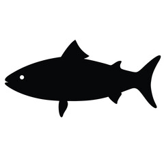 king mackerel vector silhouette icon - ideal for fishing logos, seafood icons, and aquatic-themed graphics.