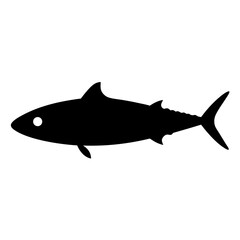 Obraz premium king mackerel vector silhouette icon - ideal for fishing logos, seafood icons, and aquatic-themed graphics.