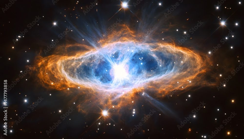 Poster stunning celestial nebula display in deep space.