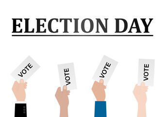 Hand Holding Ballot Paper or Voting Paper. Election Concept. Vector Illustration.