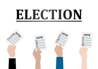 Hand Holding Ballot Paper or Voting Paper. Election Concept. Vector Illustration.