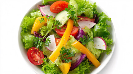 Healthy Garden Salad with Yellow Bell Peppers and Herbs