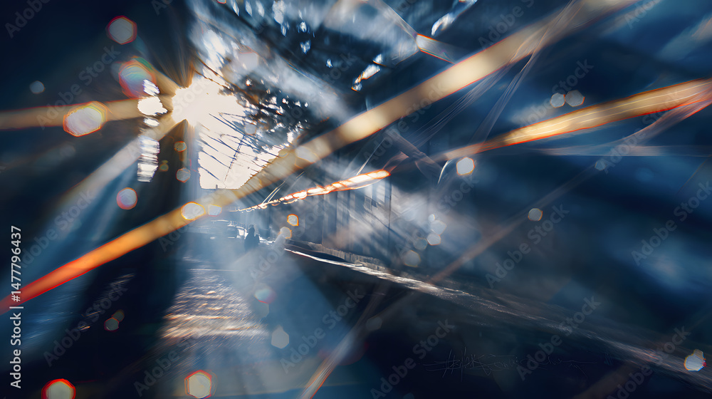 Poster abstract beam: a captivating display of light and energy with sharp lines and dynamic composition. e