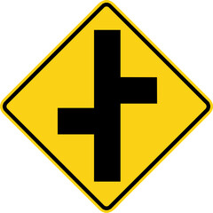 Fototapeta premium US Warning Sign, Offset side roads W2-7 