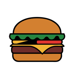 Juicy cheeseburger with lettuce and tomato

