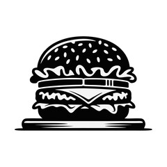 Delicious grilled burger on wooden table

