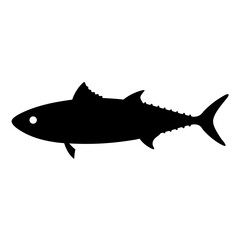 mackerel vector silhouette icon - ideal for fishing logos, seafood icons, and aquatic-themed graphics.