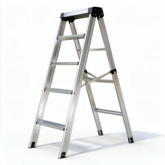 A sturdy aluminum step ladder, isolated, ready for various home or professional projects.
