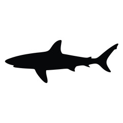 mako shark vector silhouette icon - ideal for fishing logos, seafood icons, and aquatic-themed graphics.