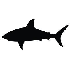 mako shark vector silhouette icon - ideal for fishing logos, seafood icons, and aquatic-themed graphics.