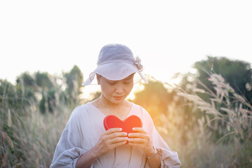 Happy Freedom in sunrise nature