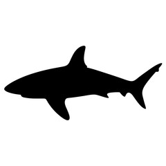 mako shark vector silhouette icon - ideal for fishing logos, seafood icons, and aquatic-themed graphics.
