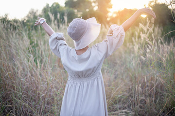 Happy Freedom in sunrise nature