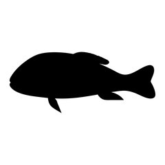 mandarin fish vector silhouette icon - ideal for fishing logos, seafood icons, and aquatic-themed graphics.