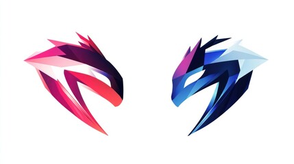Abstract dragon heads, vibrant colors