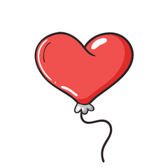 red heart balloon icon, red heart balloon vector illustration-simple illustration of red heart balloon, perfect for red heart balloon logos and icons