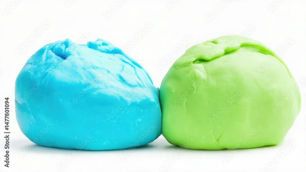 Poster a close-up shot of two play doh shapes on a white surface
