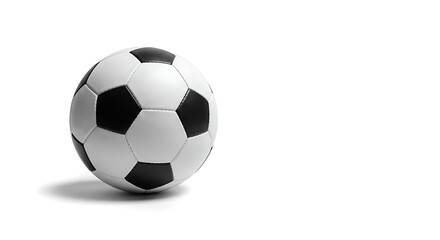 Fototapeta premium Soccer ball on white background with soft shadow, clean and minimal presentation for design purposes