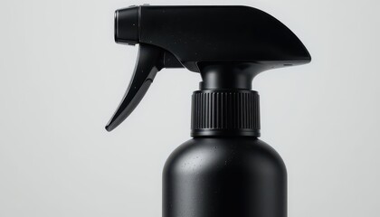 Sleek Matte Black Spray Bottle with Silver Nozzle Modern Design for Cleaning and Beauty Products