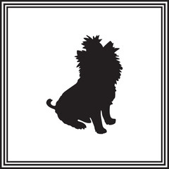 Small Sitting Dog Silhouette – Long-Haired Toy Breed Vector for Pet Logos, Grooming Signs, and Animal Design Projects