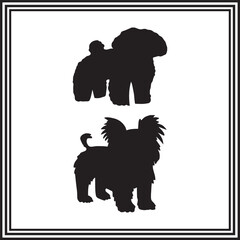 Small Dog Silhouette Vector Set – Long-Haired Toy Breed Clipart for Pet Designs, Grooming, and Animal Art Projects