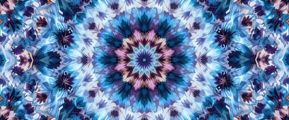 Hypnotic Kaleidoscope Pattern Abstract Blue and Purple Mandala Design