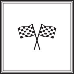 Crossed checkered racing flags icon &ndash; black and white motorsport symbol in minimal vector style