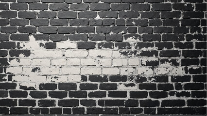Black and white tone Brick wall background. A black and white brick wall texture with a grungy, distressed look.	