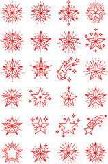 24 Red Starburst Icons Shining Stars Vector Graphics Clipart