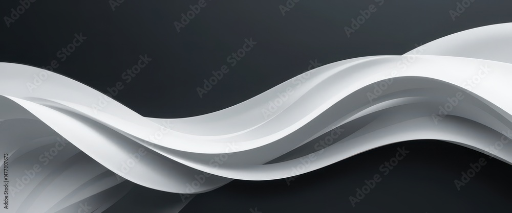 Poster abstract minimalist art sleek white to charcoal gradient with smooth overlapping lines