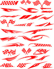 Red Racing Stripes Flames & Checkered Flags Graphics Pack