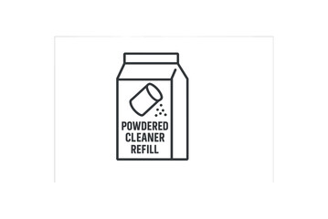 Powdered cleaner refill package design with iconic outline illustration vector icon illustration