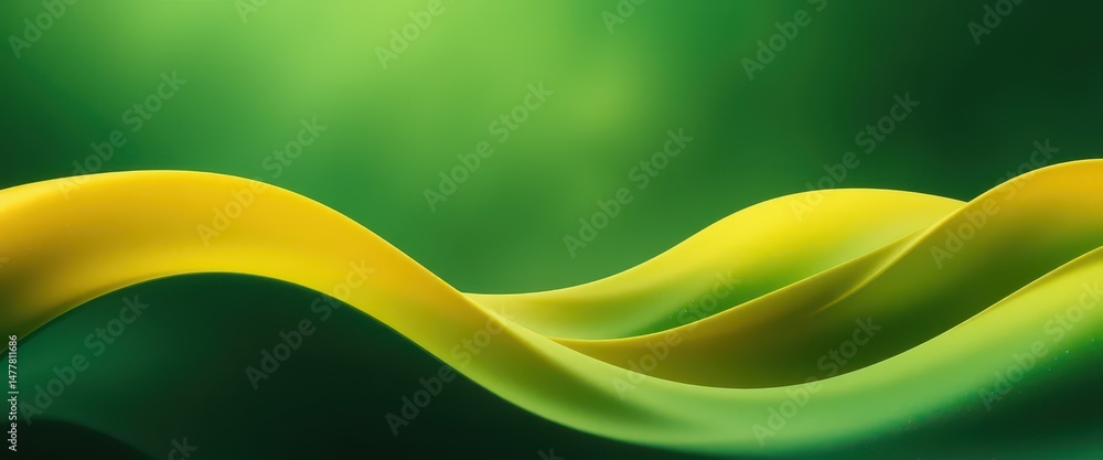 Poster golden yellow to deep green abstract wave a serene and uplifting gradient background image