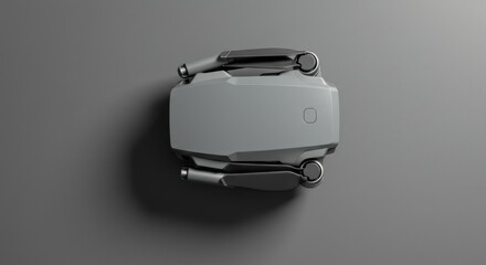 Folded Drone in Top View on Gray Surface