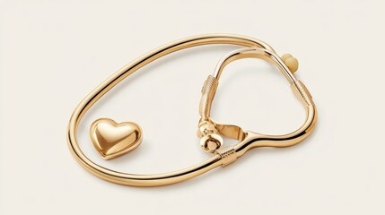 Fototapeta premium Gold stethoscope keychain with heart charm