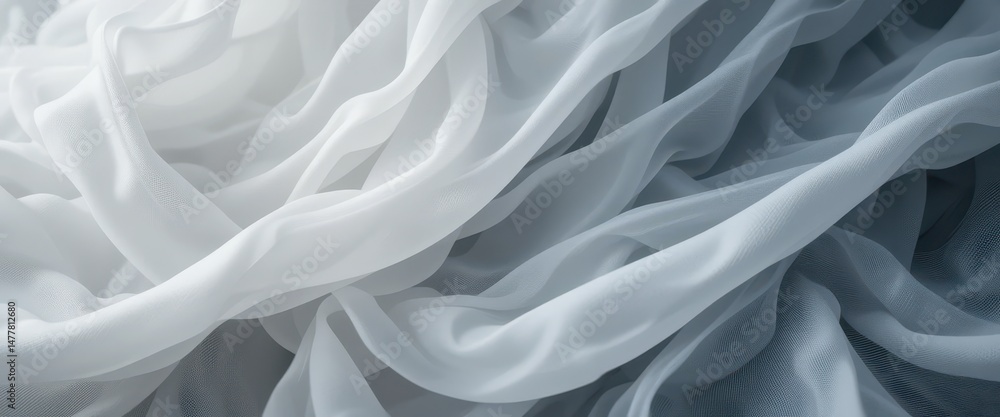 Poster elegant draped fabric soft folds and gentle color transitions in a luxurious chiffon-like texture