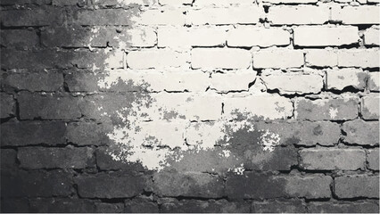 Black and white tone Brick wall background. A black and white brick wall texture with a grungy, distressed look.	