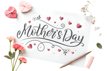 Happy Valentine's Day card with pink flowers, a heart, and vintage design elements celebrates a day of love