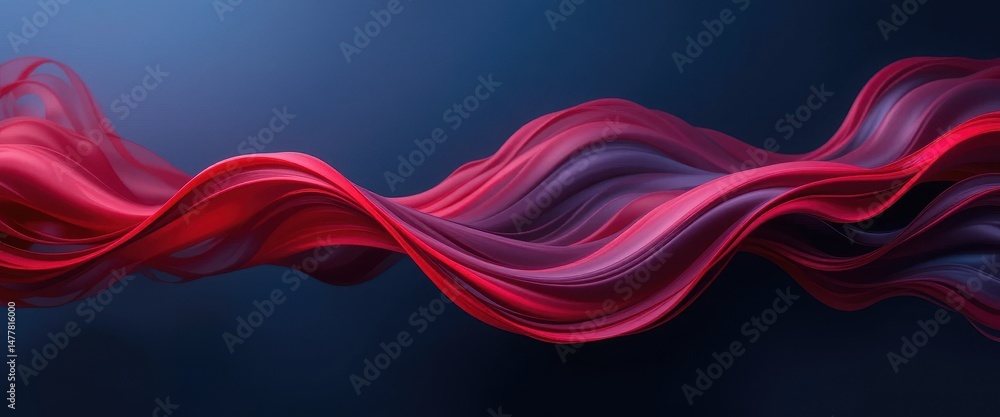 Fototapete Abstract Red and Indigo Flow Dynamic Contrast and Soft Transitions in a Moving Wave
