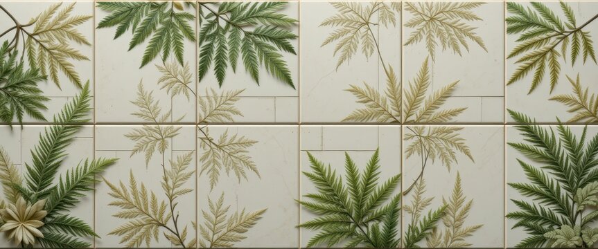 Fototapeta Elegant Fern Tile Design Nature-Inspired Wall Decor for Bathrooms, Kitchens & More