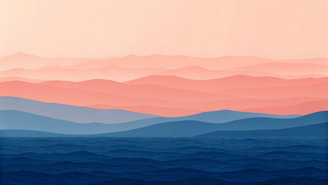 Misty Mountain Range at Sunset