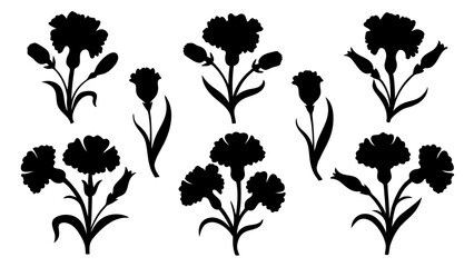 Fototapeta premium Carnation set silhouette vector bundle