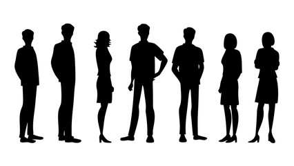 set of a group of standing business people