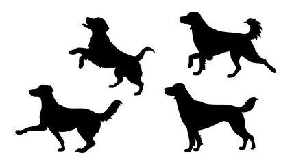 set of dog different pose silhouette vector