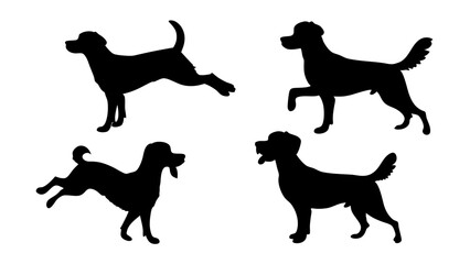 set of dog different pose silhouette vector