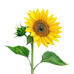 Obraz premium Vibrant Sunflower in Full Bloom with Bud