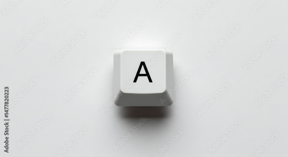 Poster Isolated 'A' key from a computer keyboard on white background