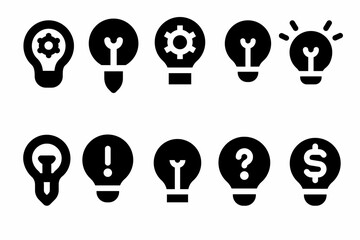 light bulb icons, Lightbulb Icon Set, icons of bulbs, set of bulbs, bulbs, light bulb, bulbs icons, Bulb lamp icon, Electric lamp, light, innovation. Idea light bulb icon vector illustration 